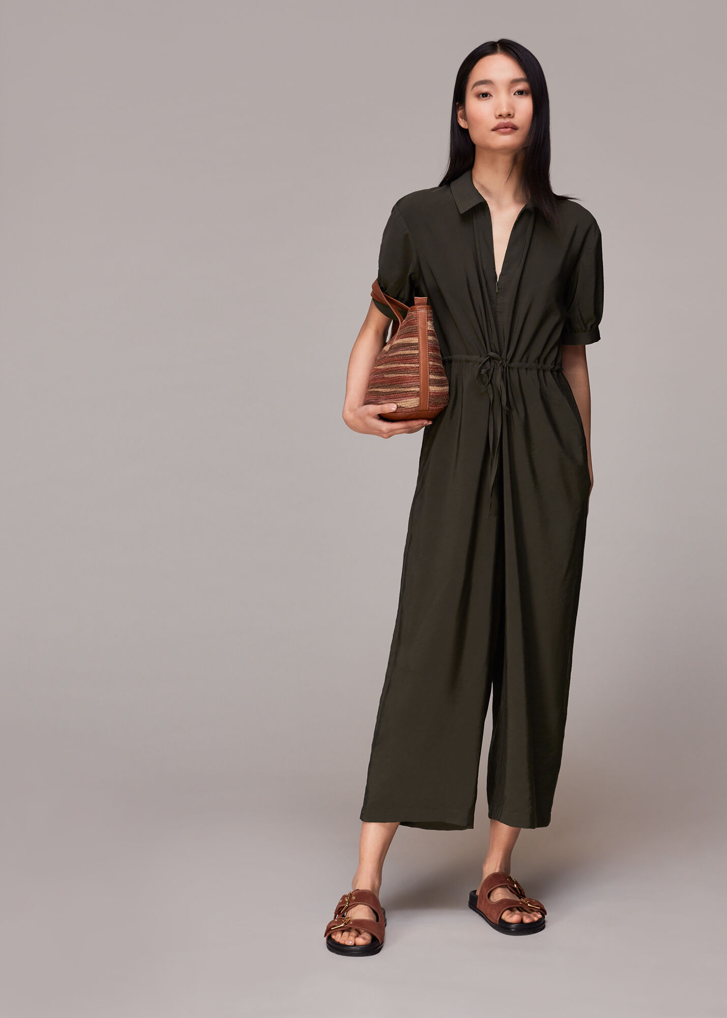 Khaki Jenny Jumpsuit WHISTLES