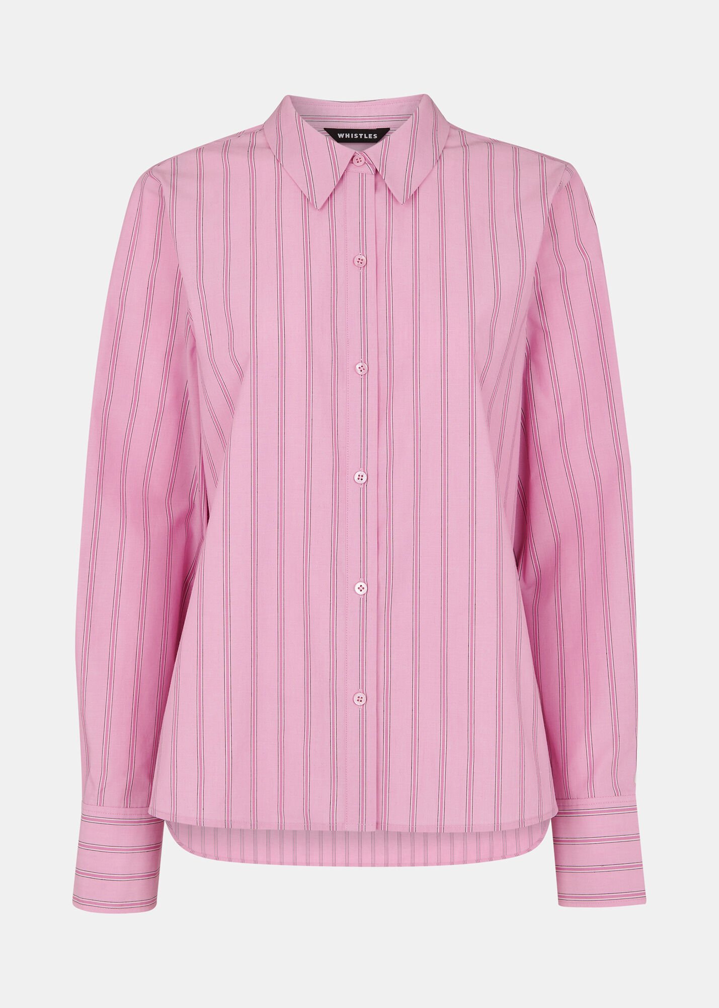 Pink/Multi Stripe Boxy Fit Shirt | WHISTLES | Whistles US |
