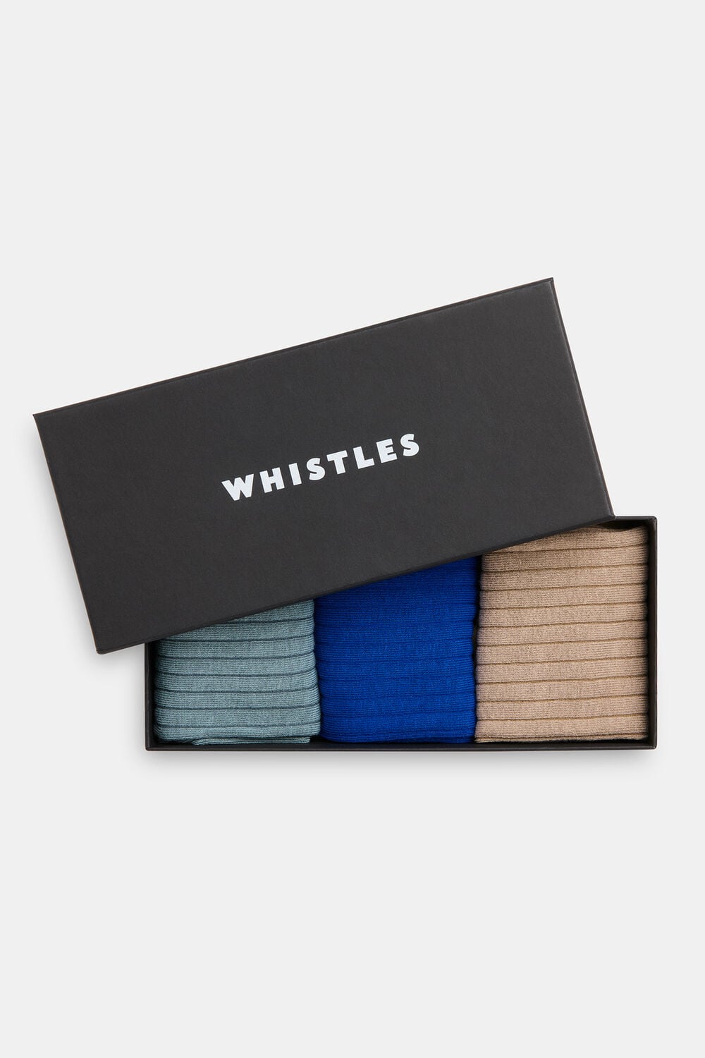 Blue Ribbed Socks Set of 3