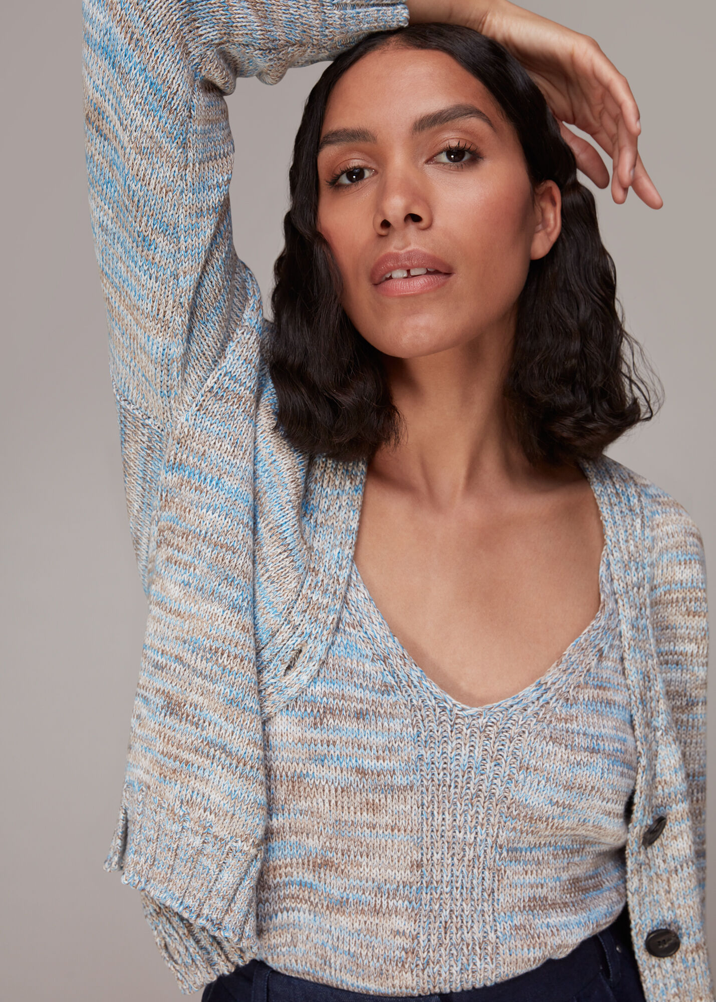 Blue/Multi Dakota Flecked Cardigan WHISTLES