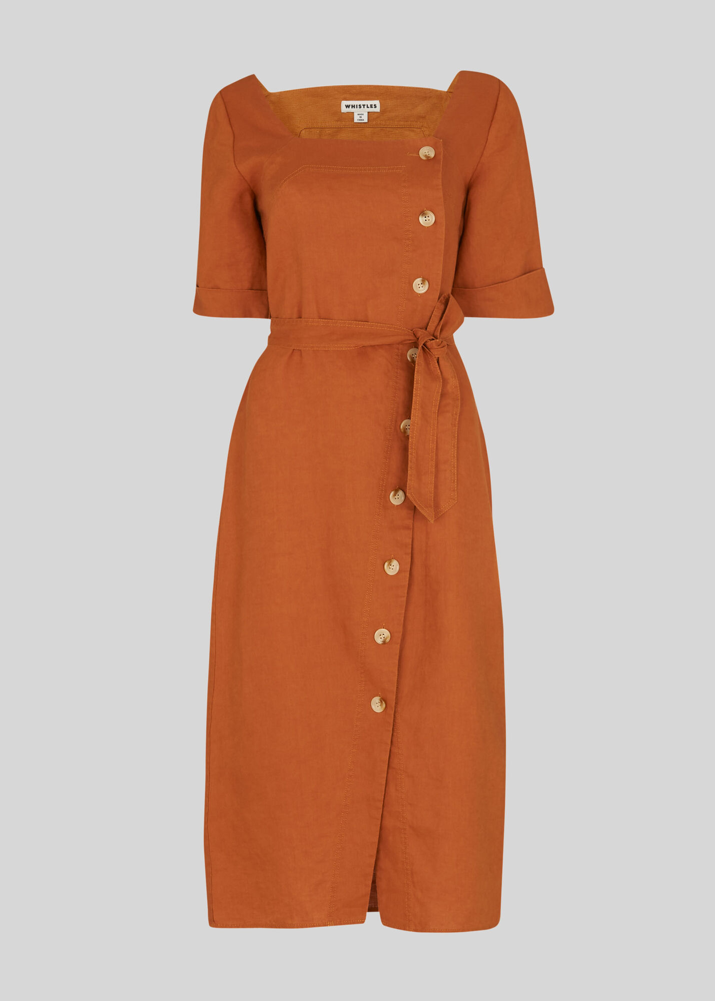 Rust Ambika Linen Dress WHISTLES Whistles US
