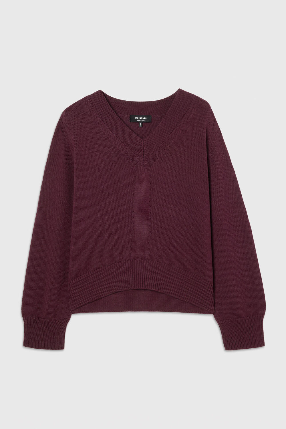 Plum Cotton V Neck Relaxed Knit