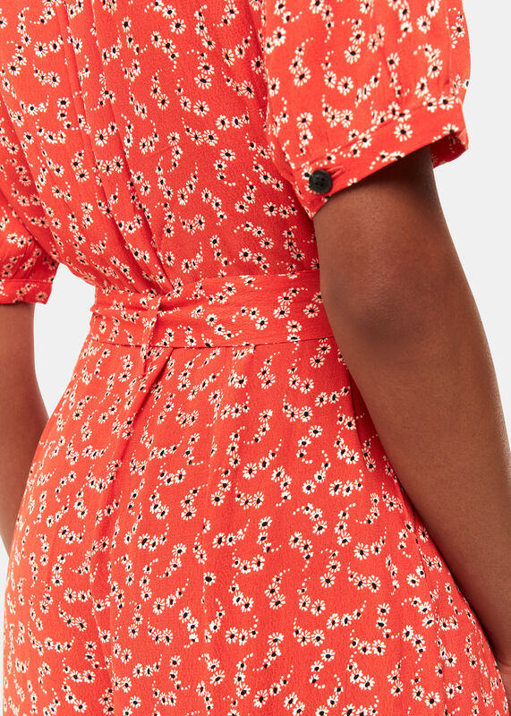 Red Petite Micro Floral Jumpsuit