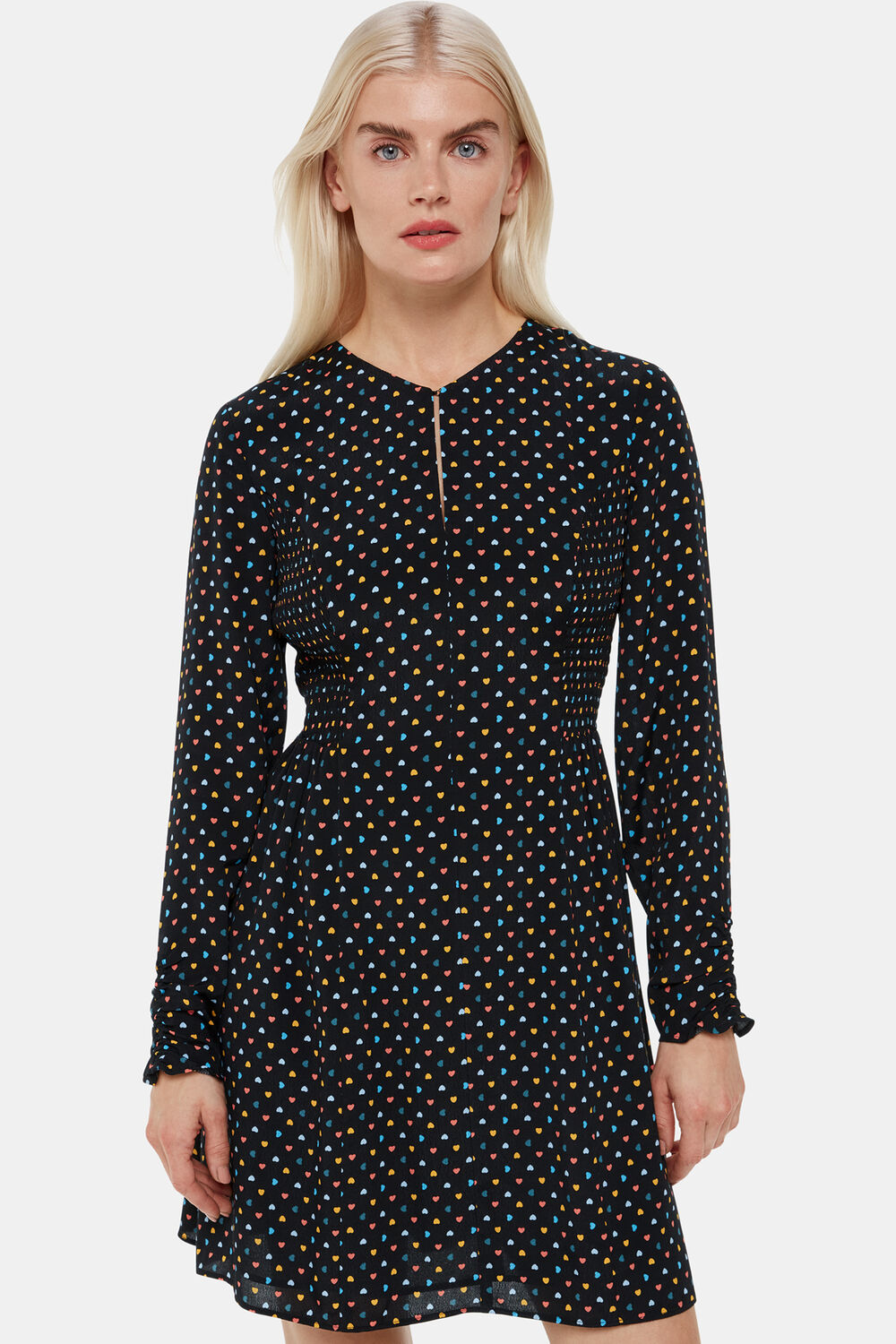 Black Petite Scattered Hearts Flippy Dress