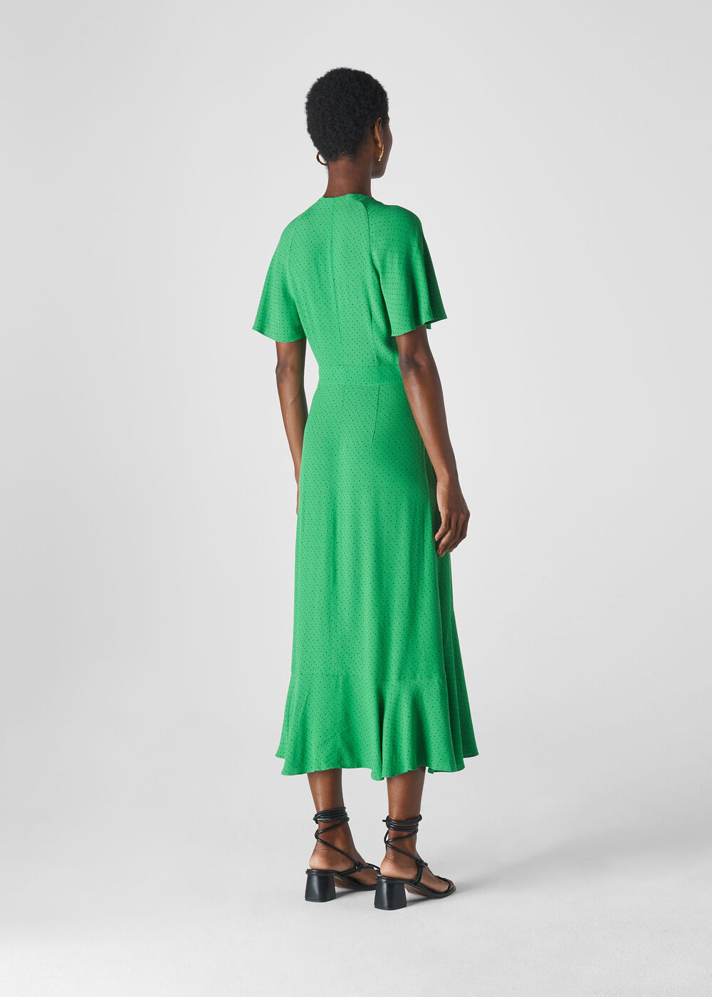 Micro Spot Button Dress Green/Multi