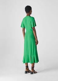 Micro Spot Button Dress Green/Multi