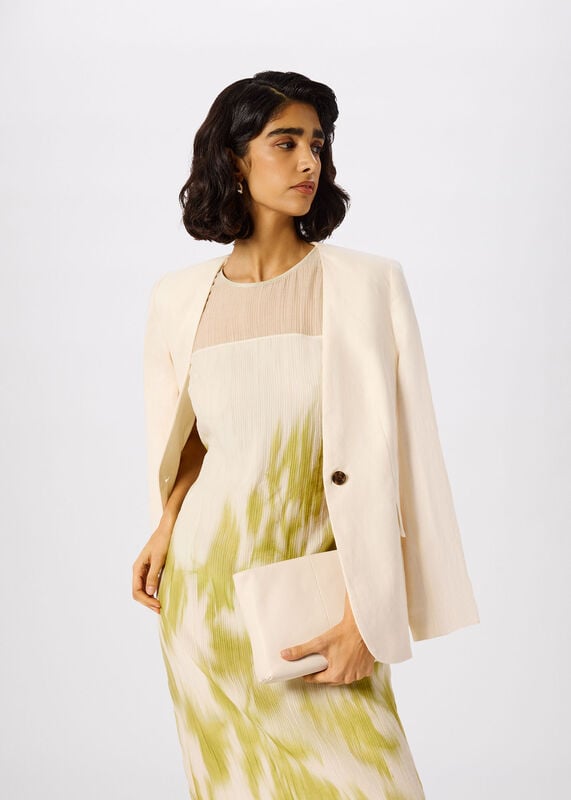 Green Blurred Floral Textured Dress