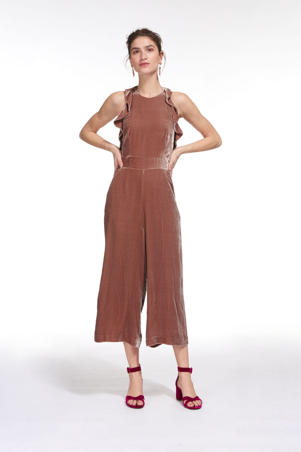 Lola Rose Velvet Jumpsuit Pink