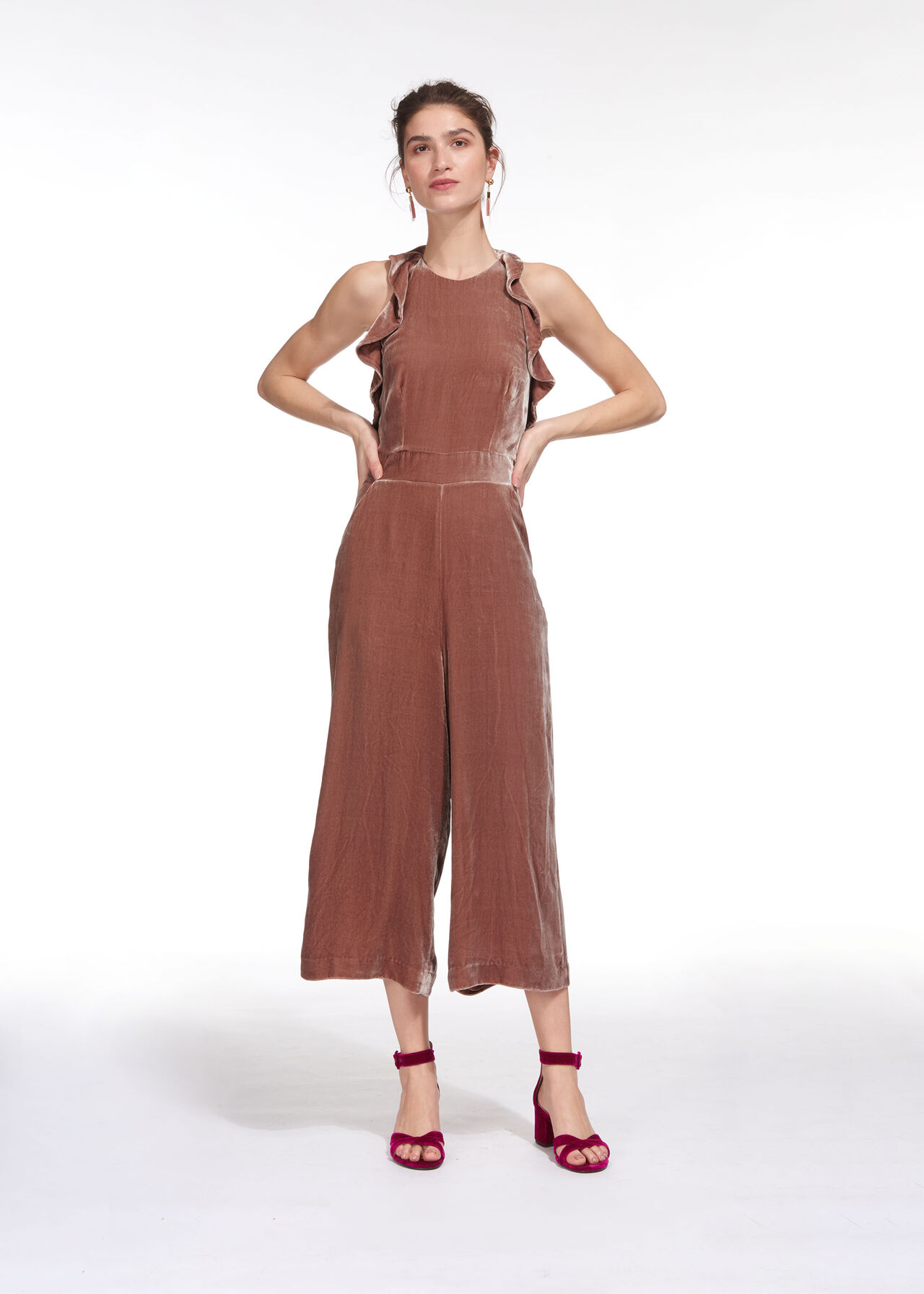 Lola Rose Velvet Jumpsuit Pink