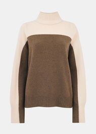 Wool Colour Block Funnel Neck