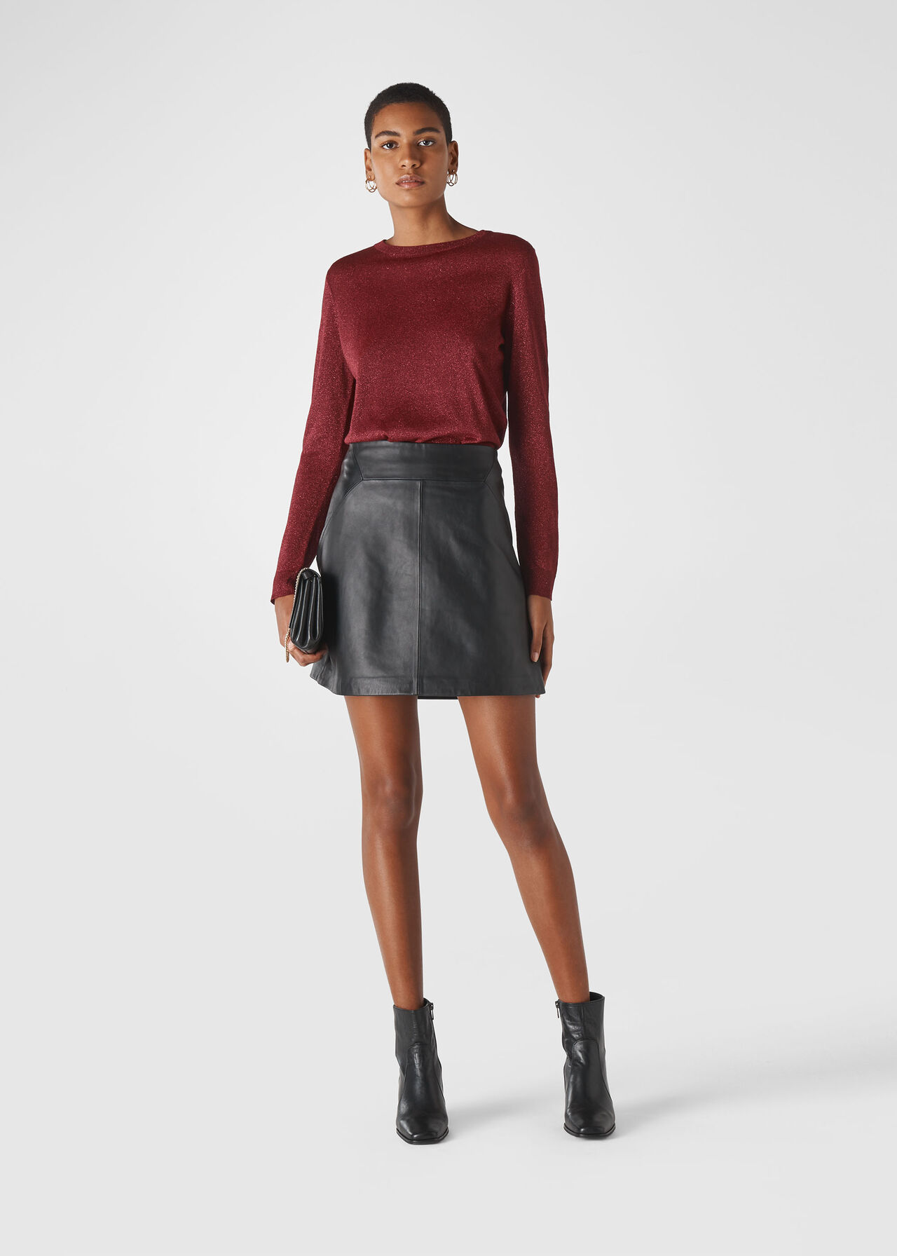 Sparkle Crew Neck Knit Burgundy