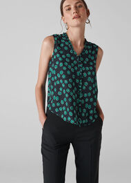 Maddie Lenno Print Frill Top Green/Multi