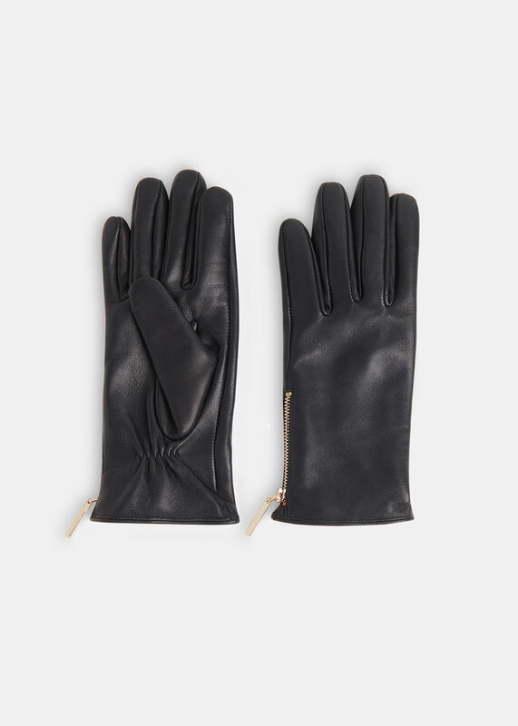 Zip Leather Gloves