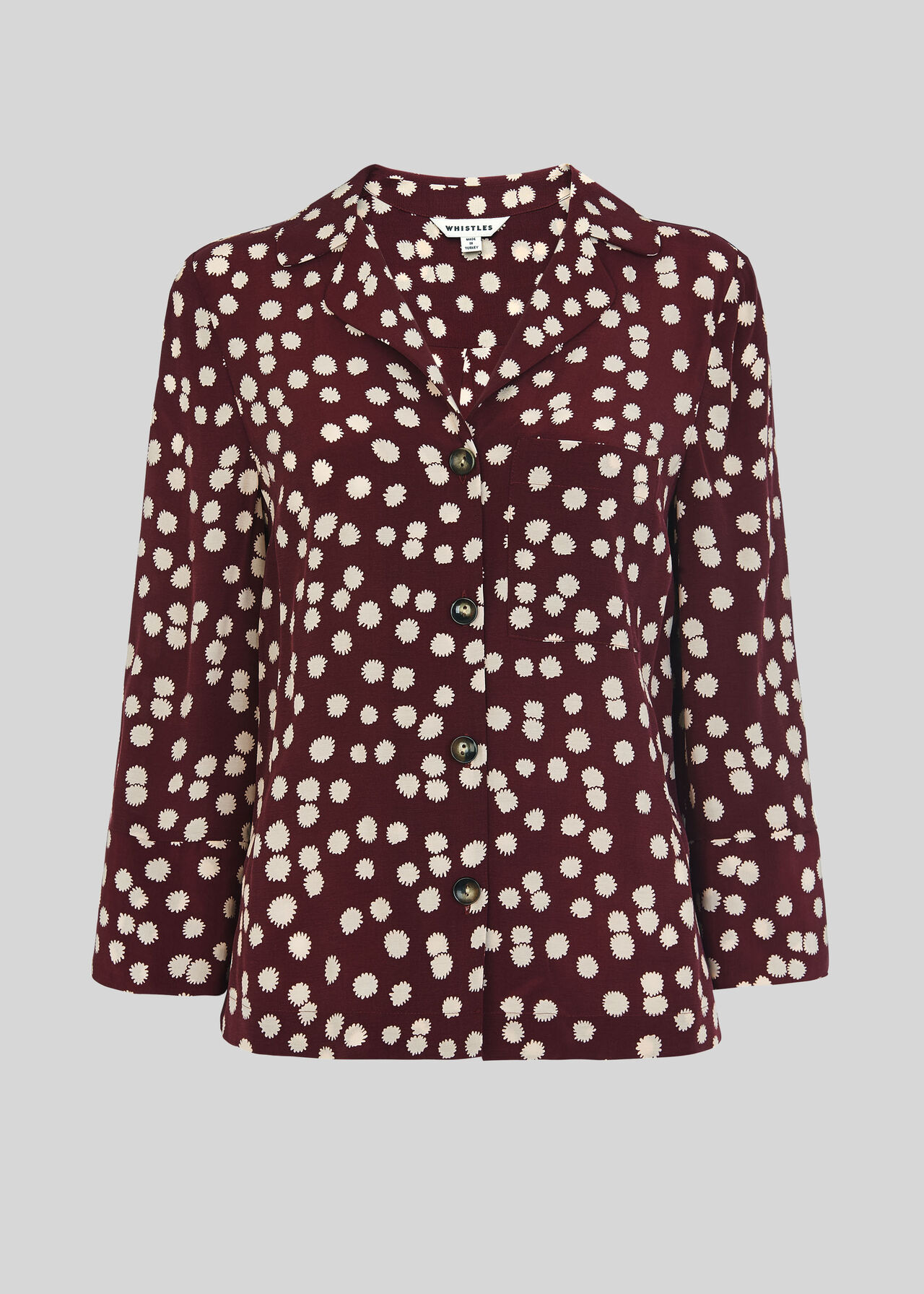 Illustrated Flower Shirt Burgundy