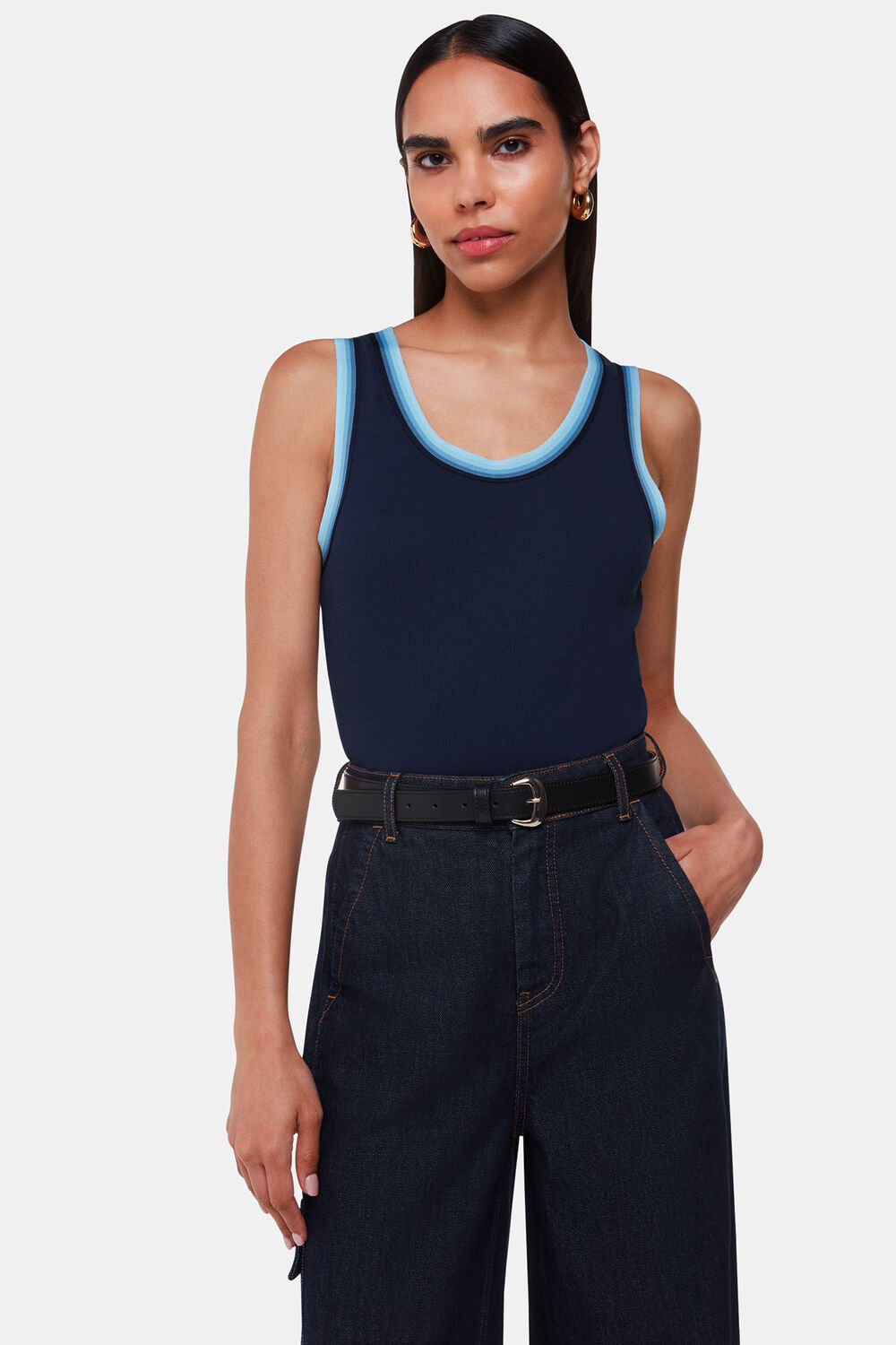 Navy Stripe Detail Vest