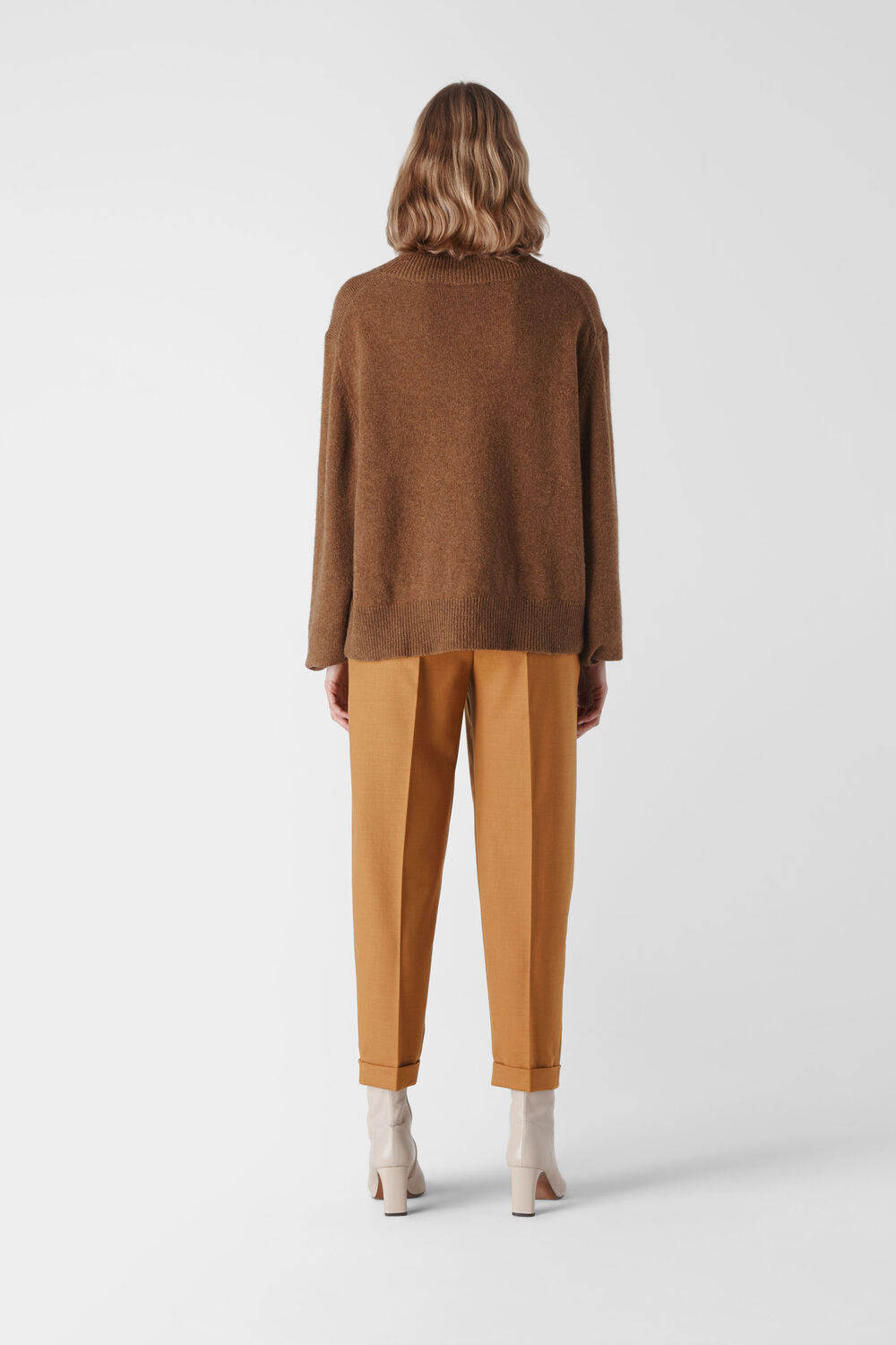 Tapered Button Front Trouser Tobacco