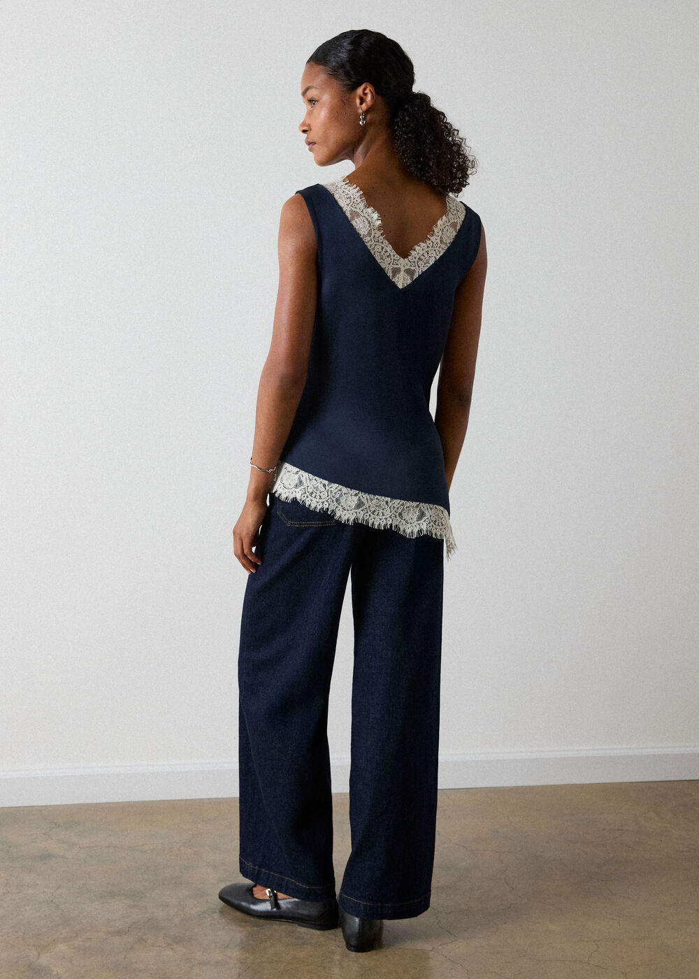 Lace Trim Satin Cami Top