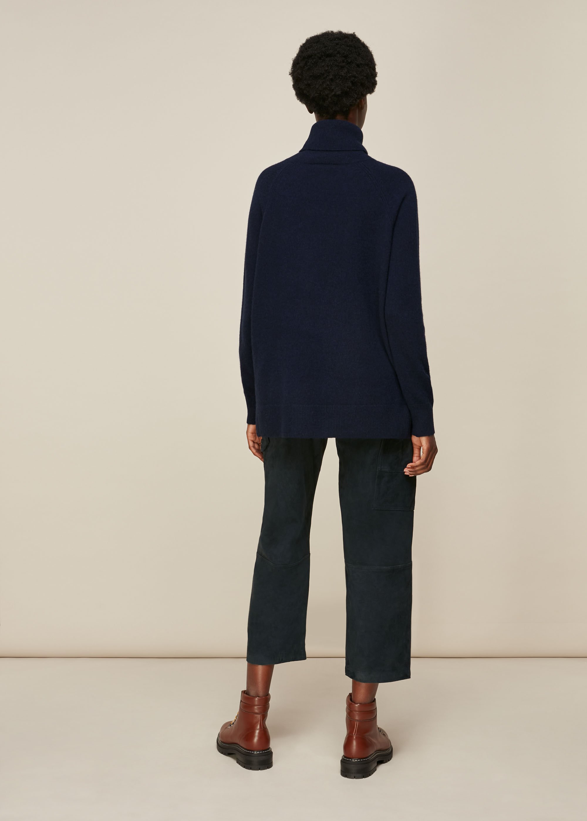 Navy Cashmere Roll Neck Knit WHISTLES