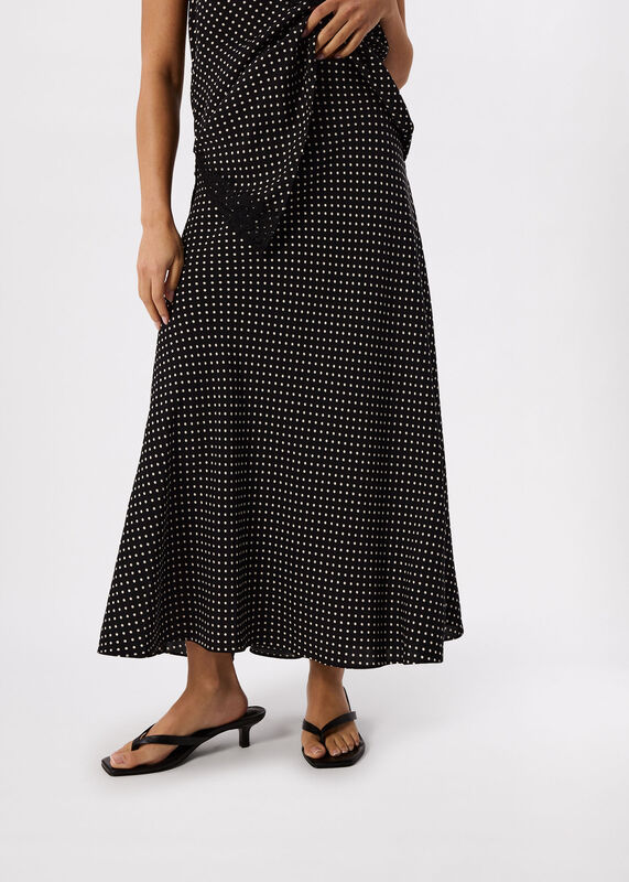 Black Petite Mini Spot Fit and Flare Skirt