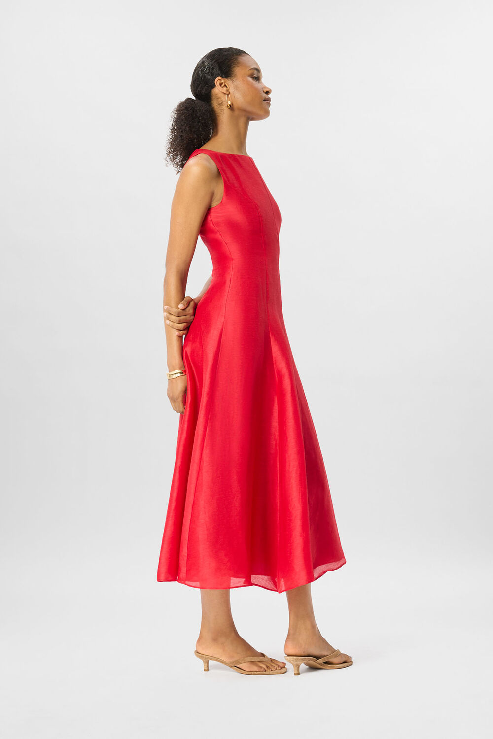 Red Silk Blend Occasion Maxi Dress