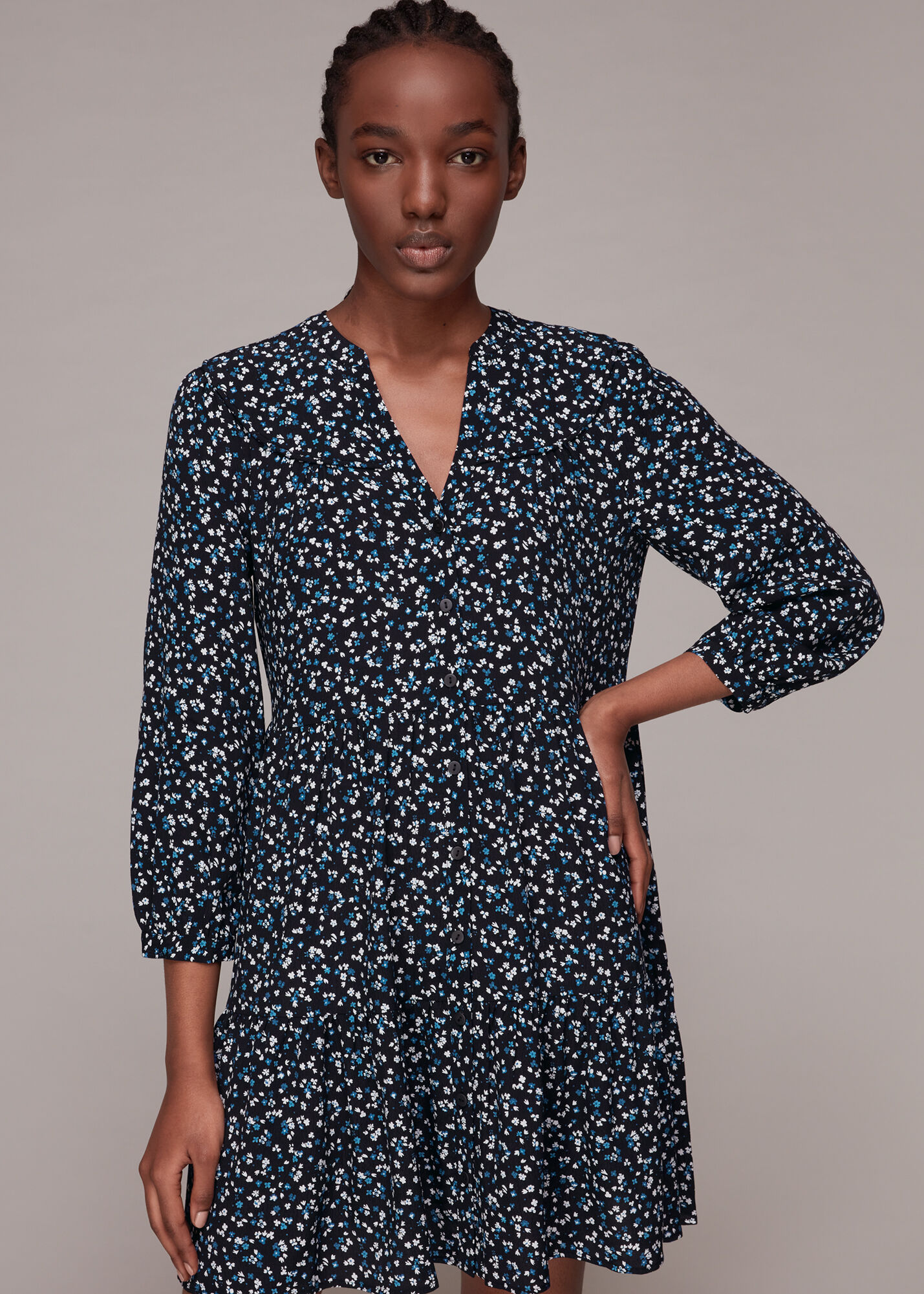 Whistles art sales floral wrap dress
