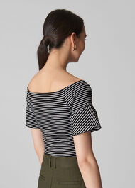 Stripe Frill Detail Bardot Multicolour