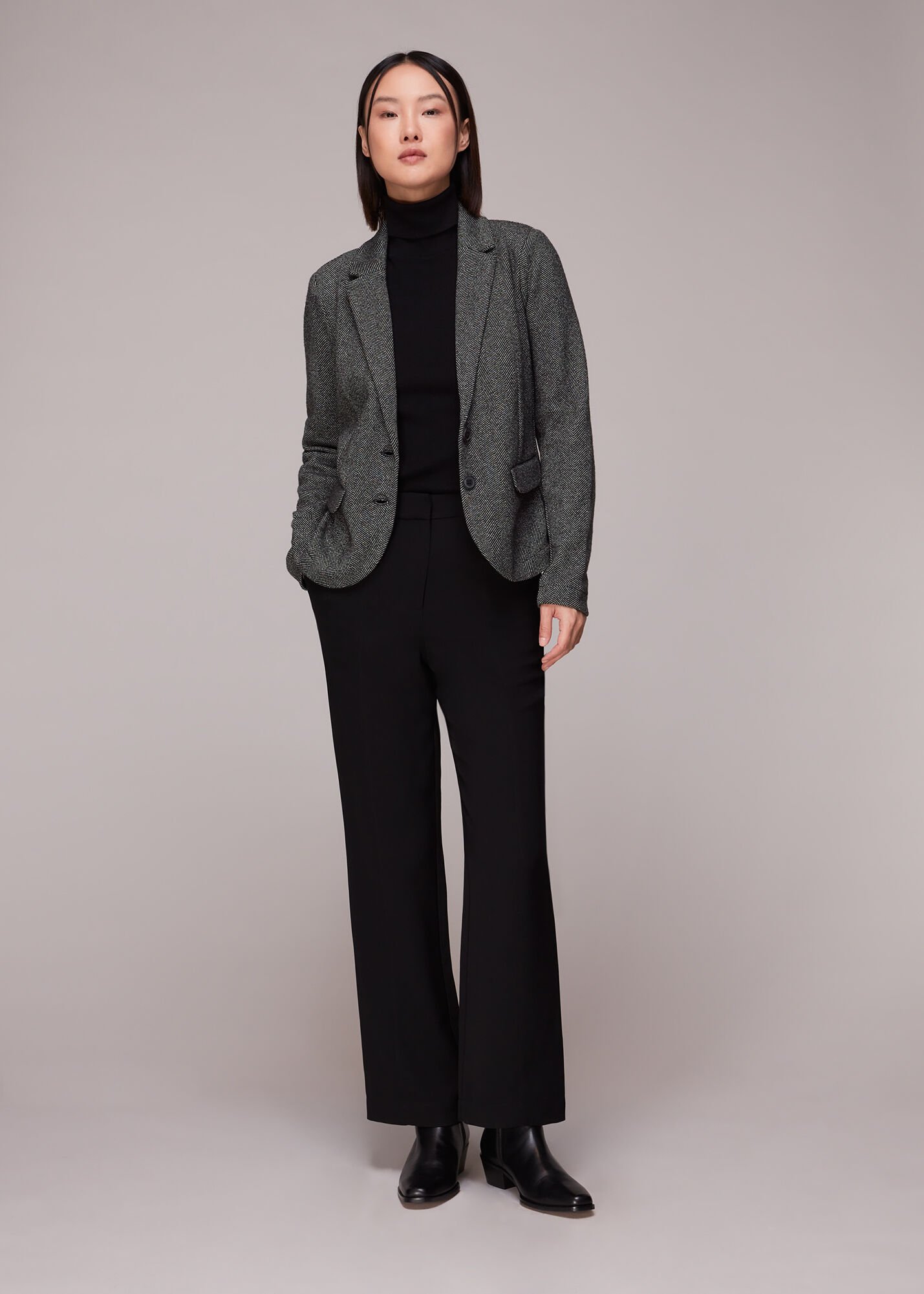 Black Multi Textured Slim Jersey Jacket WHISTLES