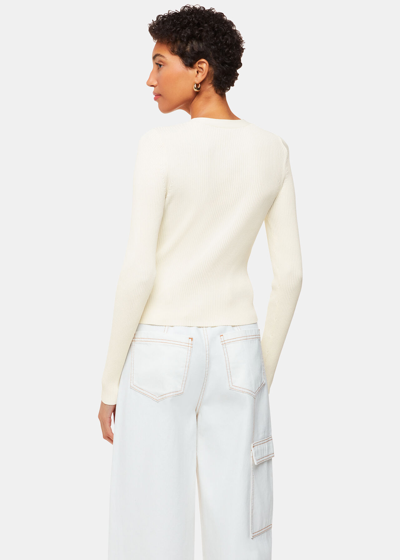 Ribbed V neck Cardigan