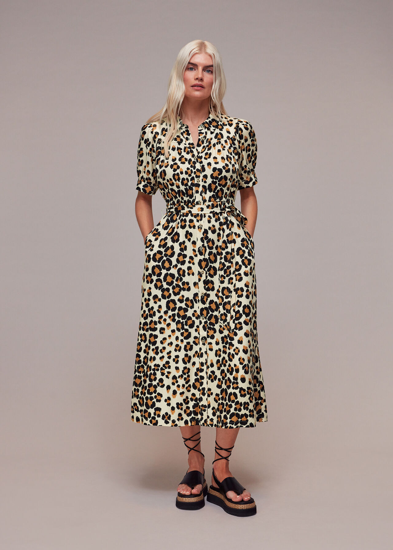 Petite Painted Leopard Midi Dress