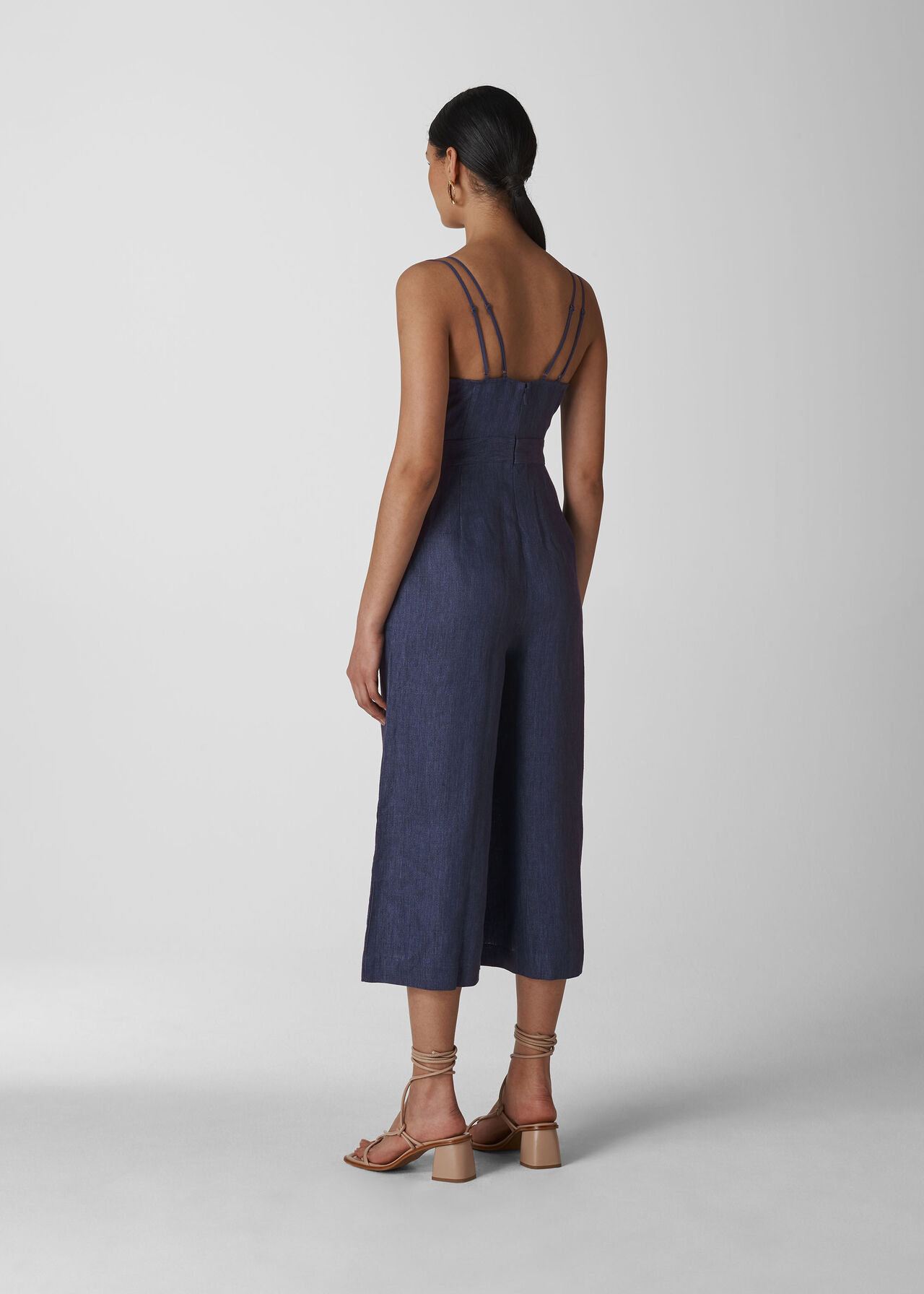 Alpha Strappy Linen Jumpsuit Denim