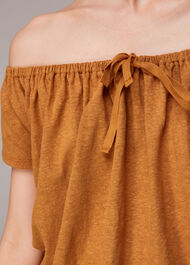 Drawstring Linen Bardot Top