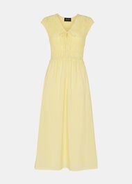 Shirred Bodice V Neck Dress