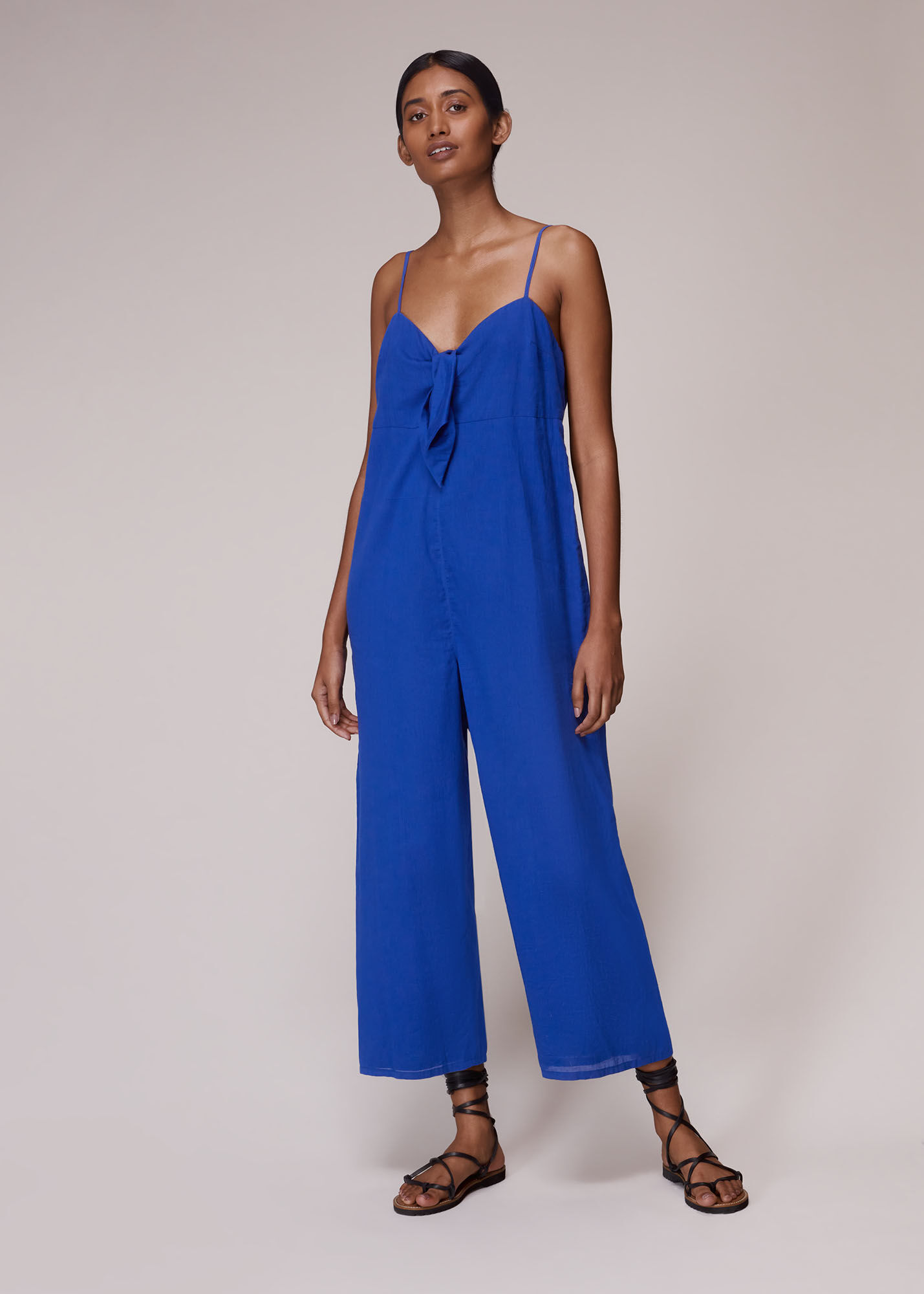 Blue Tie Cotton Voile Jumpsuit WHISTLES