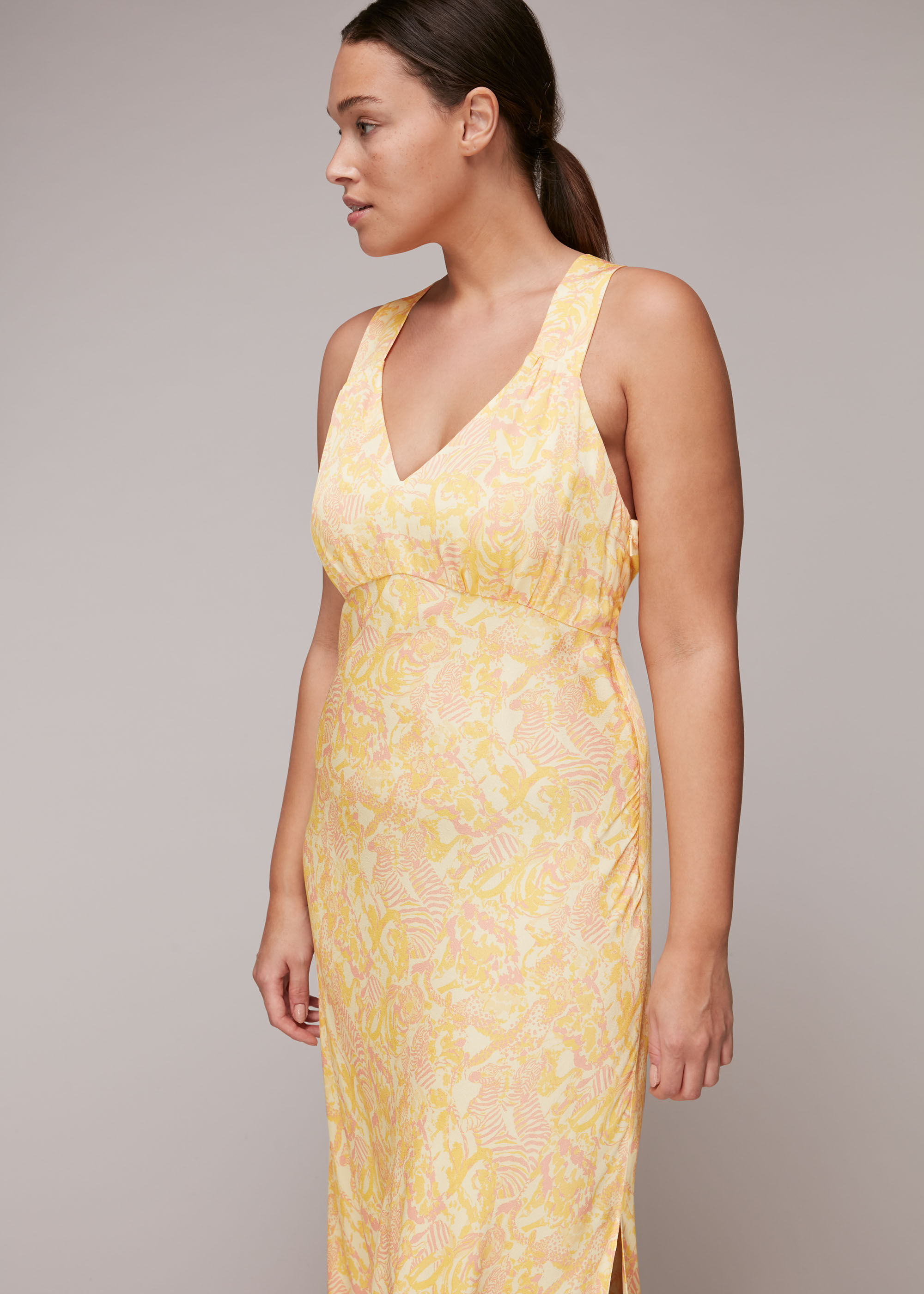 Yellow Multi Jungle Safari Midi Dress WHISTLES