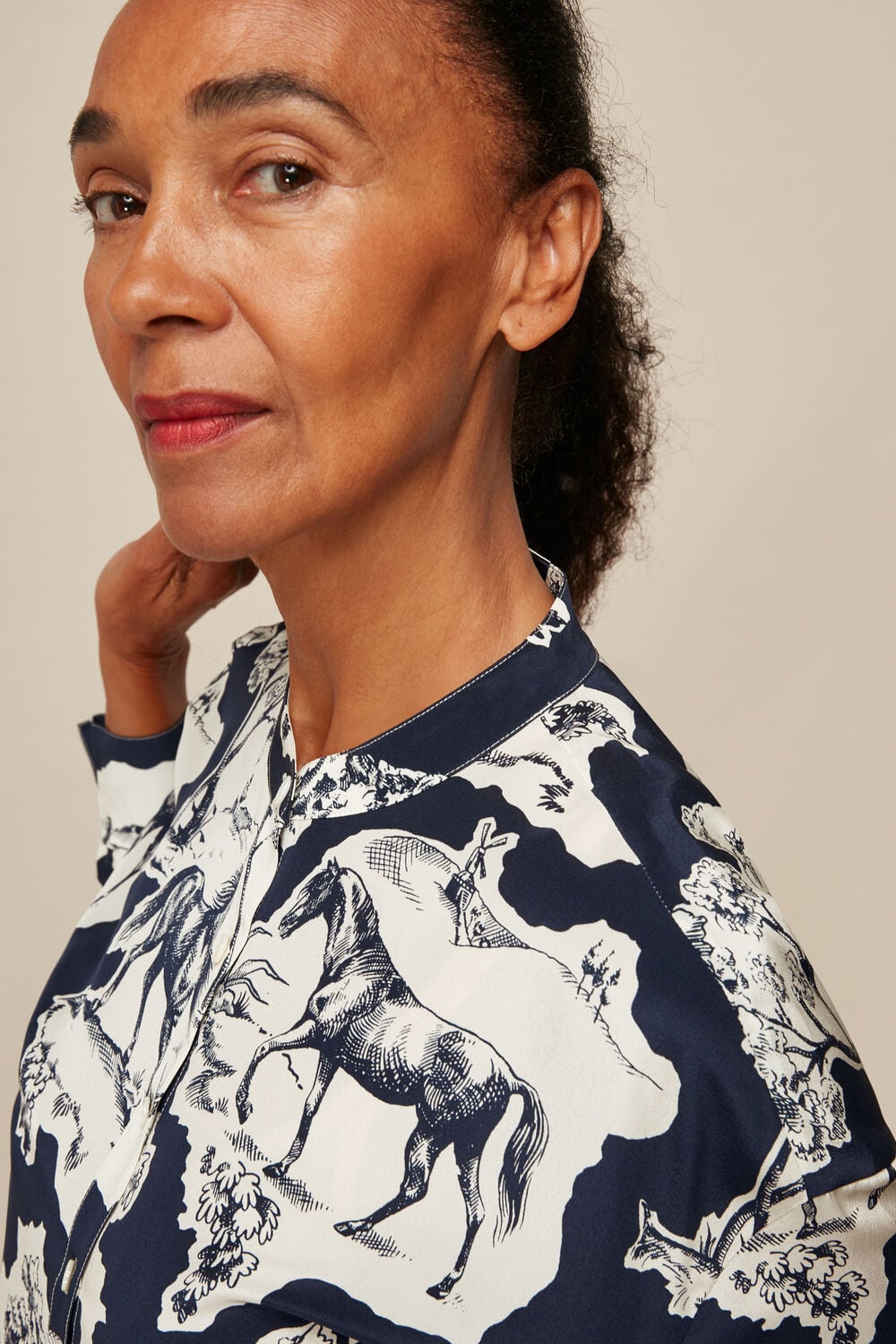 Stallion Print Silk Shirt
