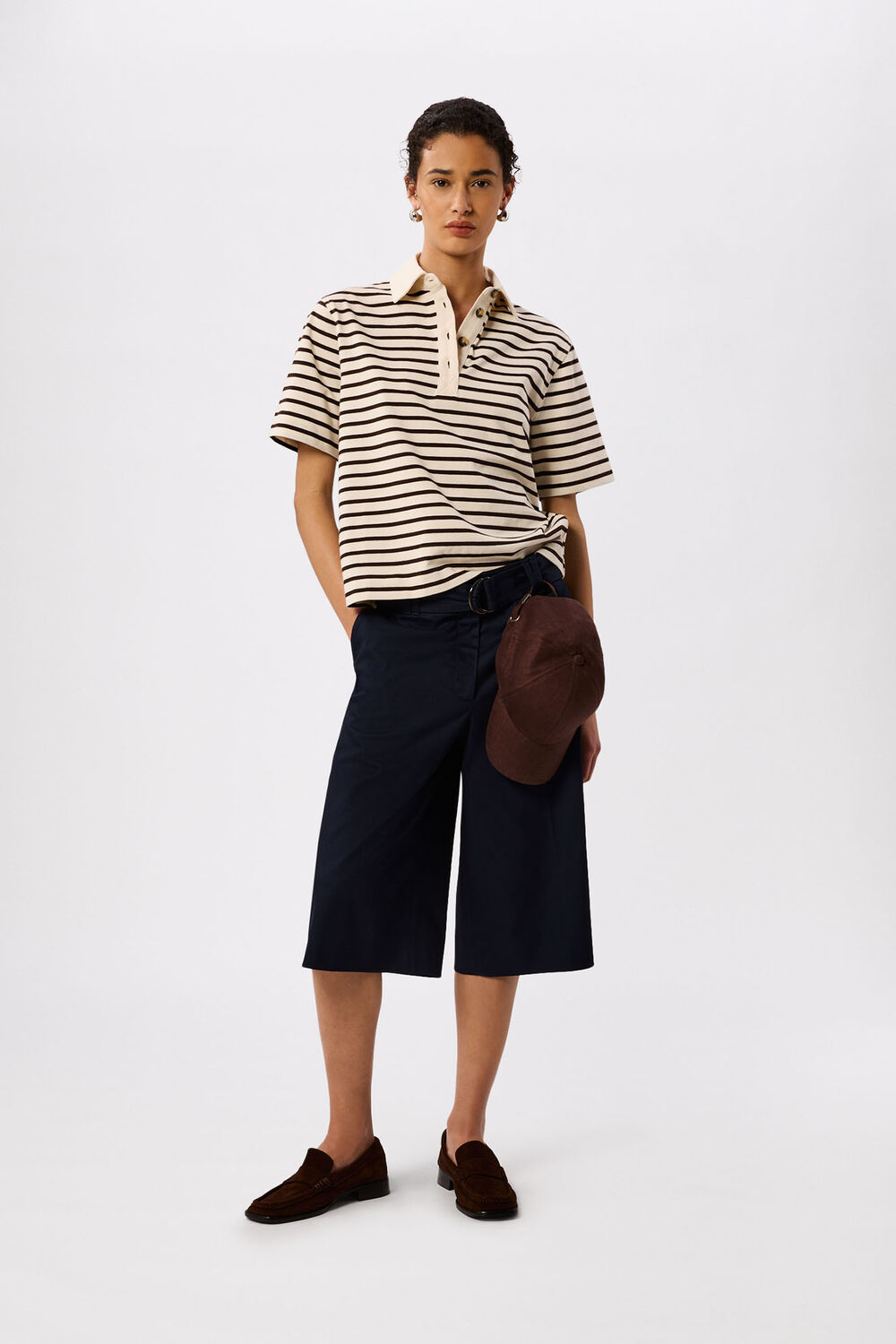 Ivory Short Sleeve Stripe Polo