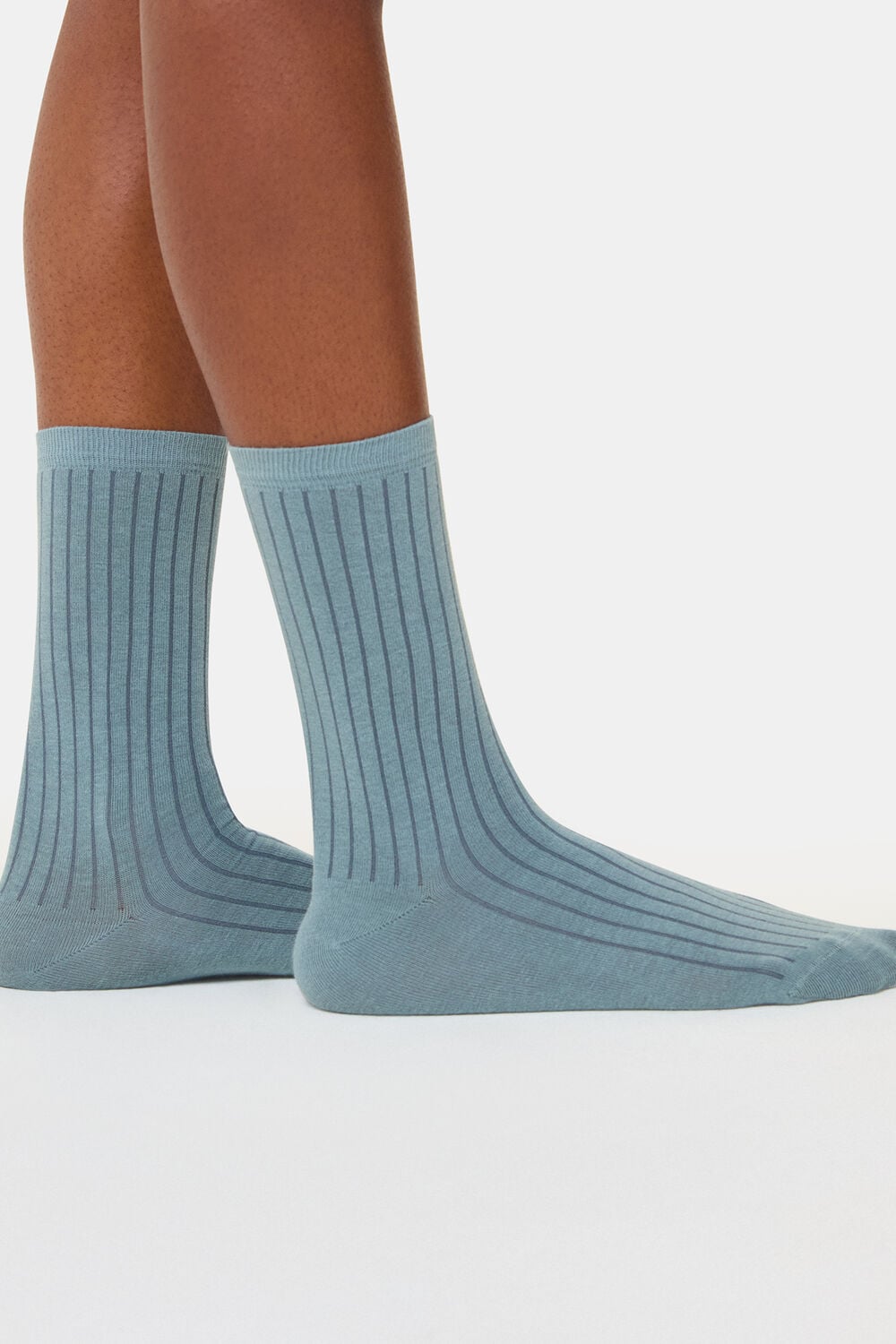 Blue Ribbed Socks Set of 3