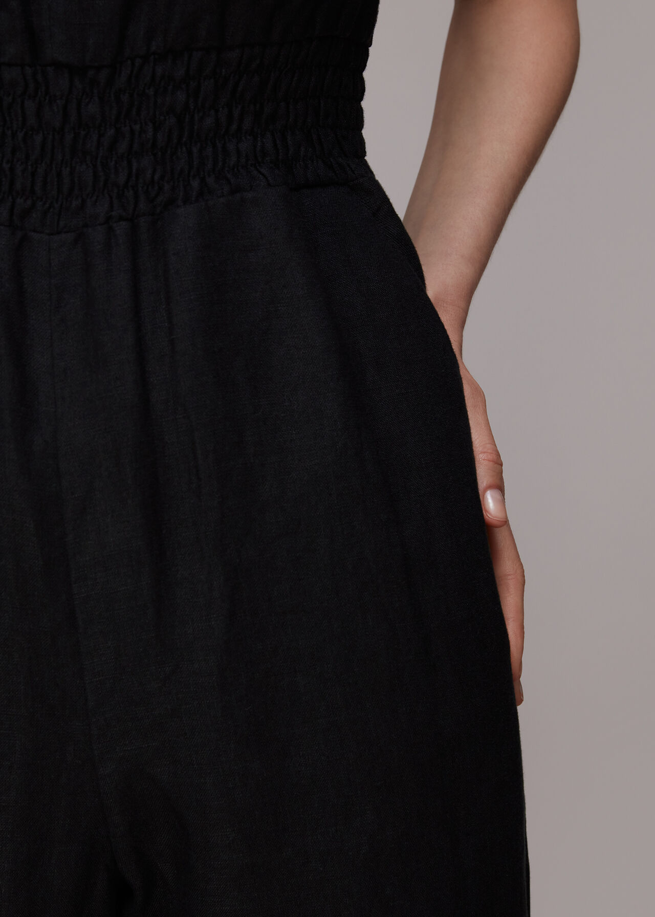 Black Melanie Linen Jumpsuit | WHISTLES | Whistles