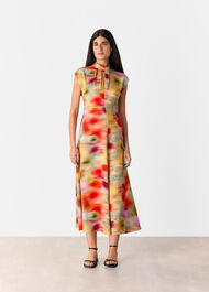 Photographic Flower Midi Dress