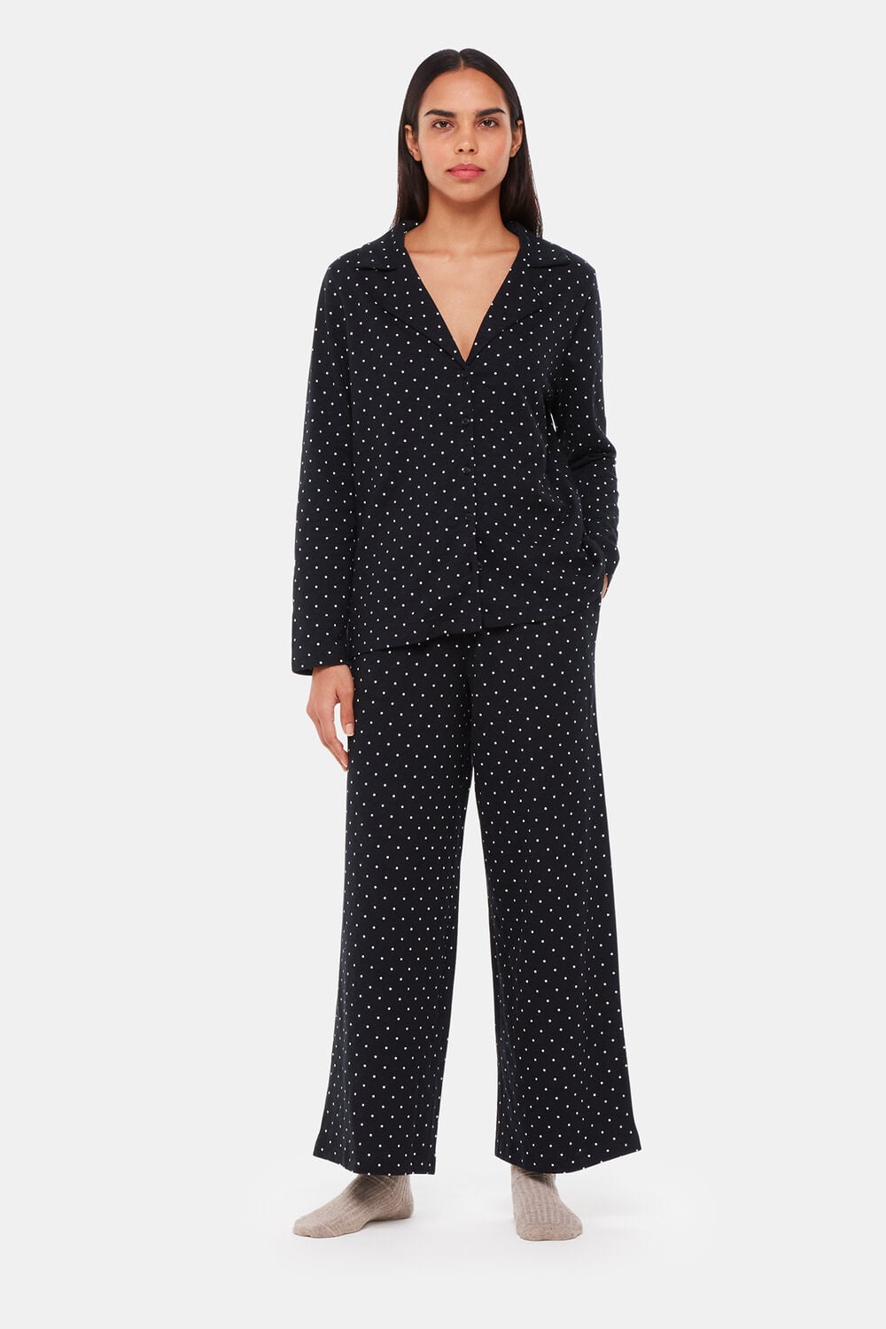 Black Spot Print Pyjama Set