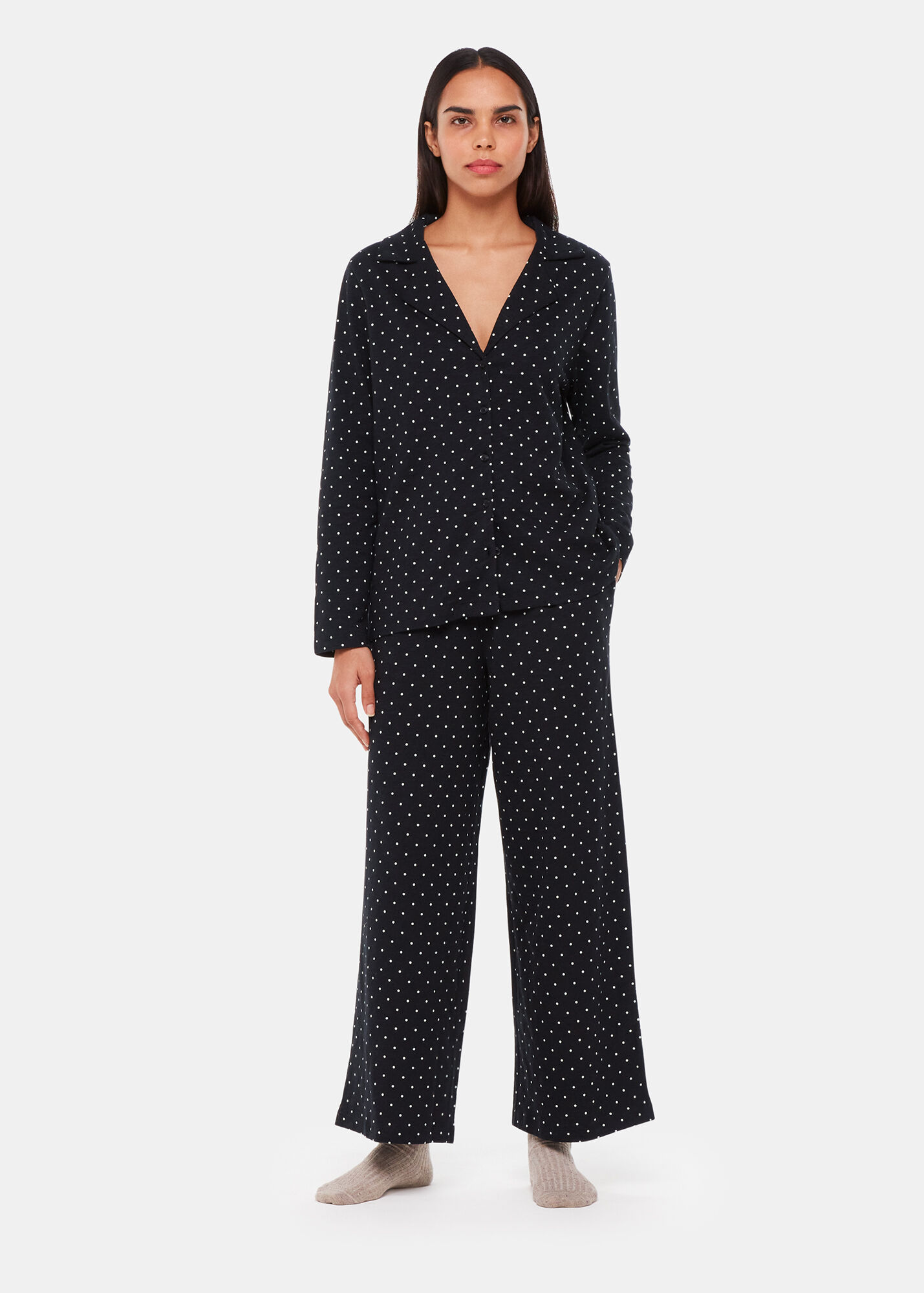 Black/Multi Spot Print Pyjama Set | WHISTLES | Whistles UK