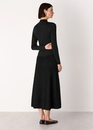Funnel Neck Pleated Knit Dress
