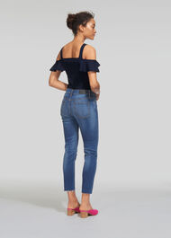 Double Strap Frill Bardot Knit Navy