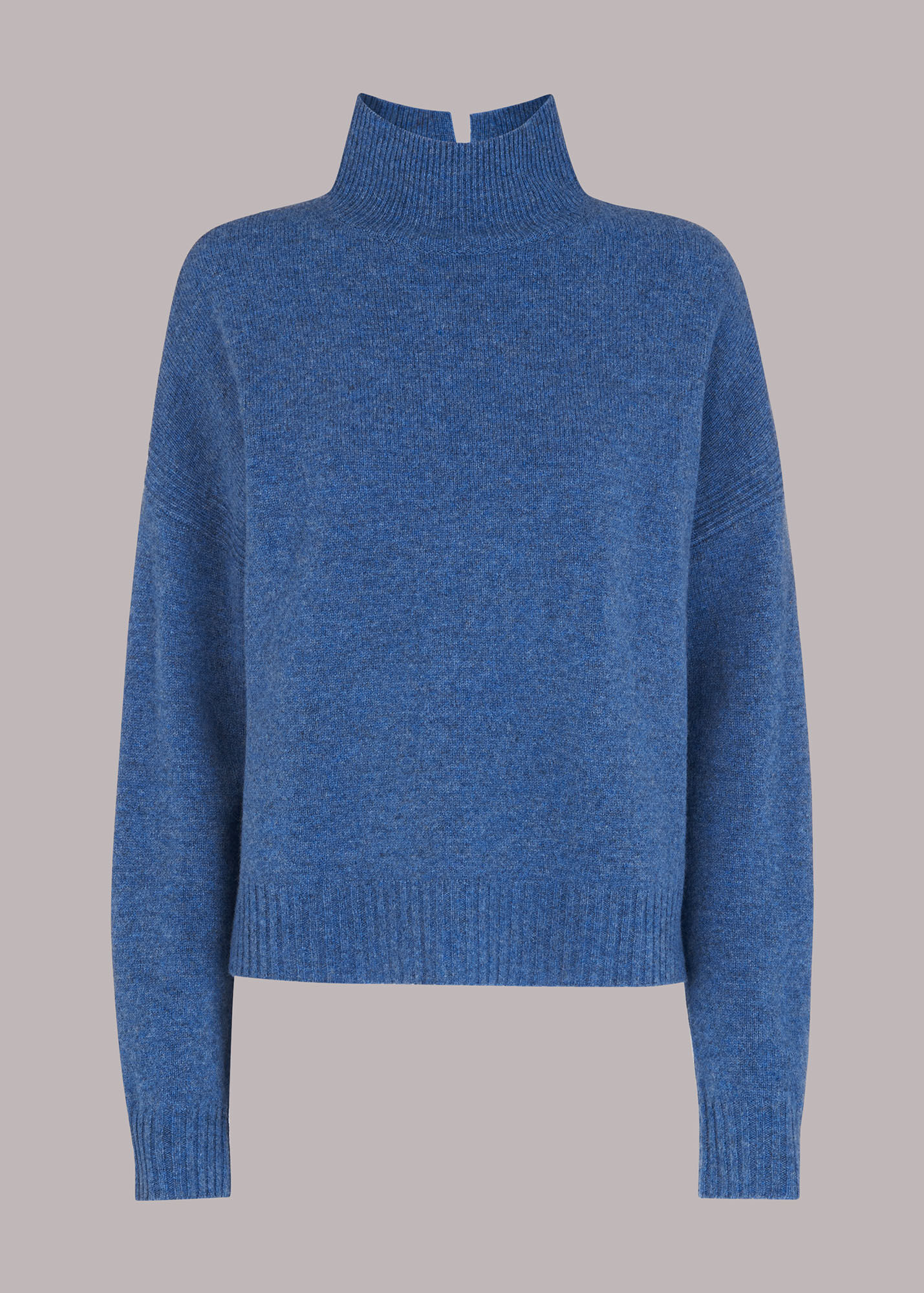 Pale Blue Wool Split Funnel Neck Jumper WHISTLES