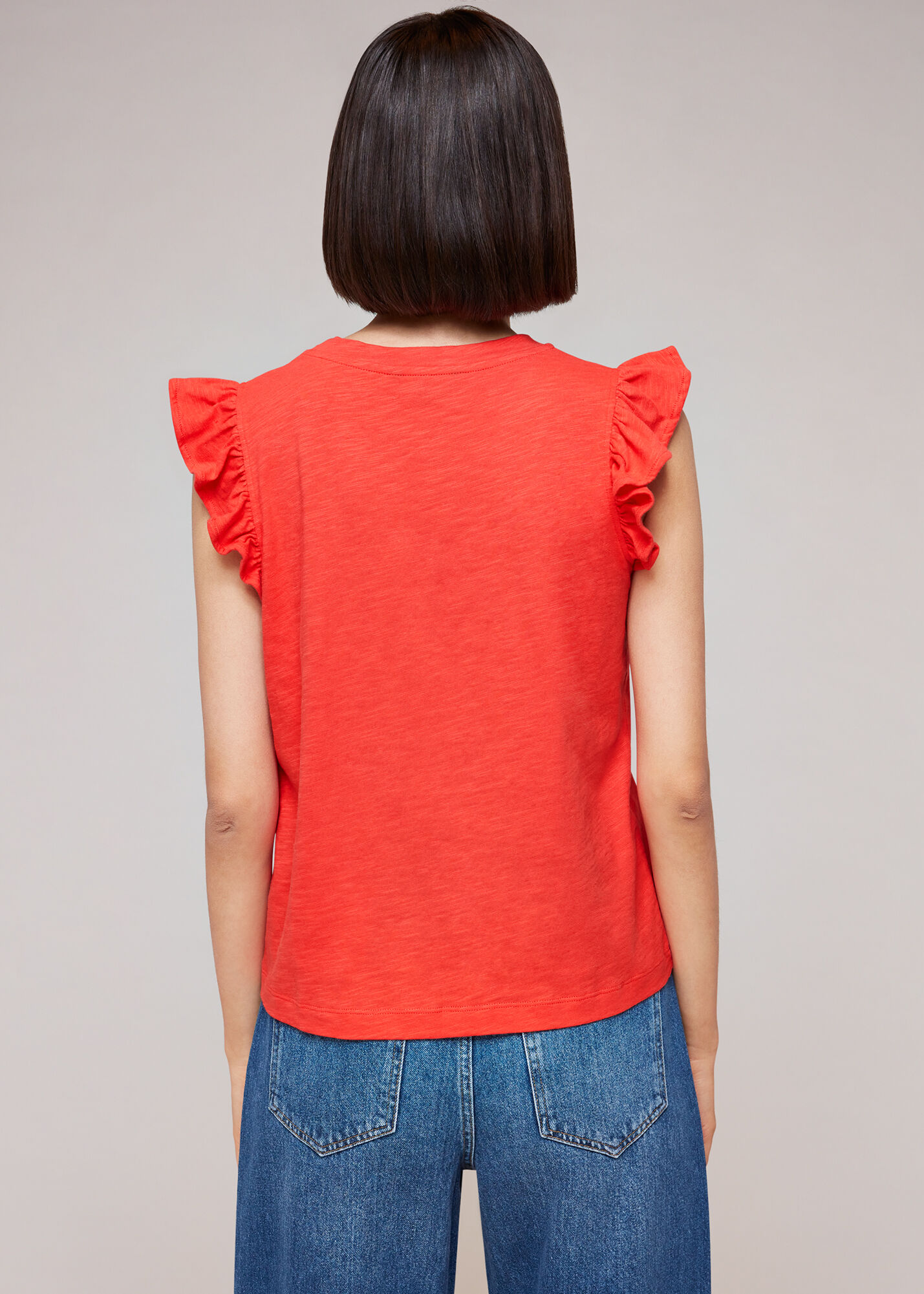 Red Frill Cap Sleeve T Shirt
