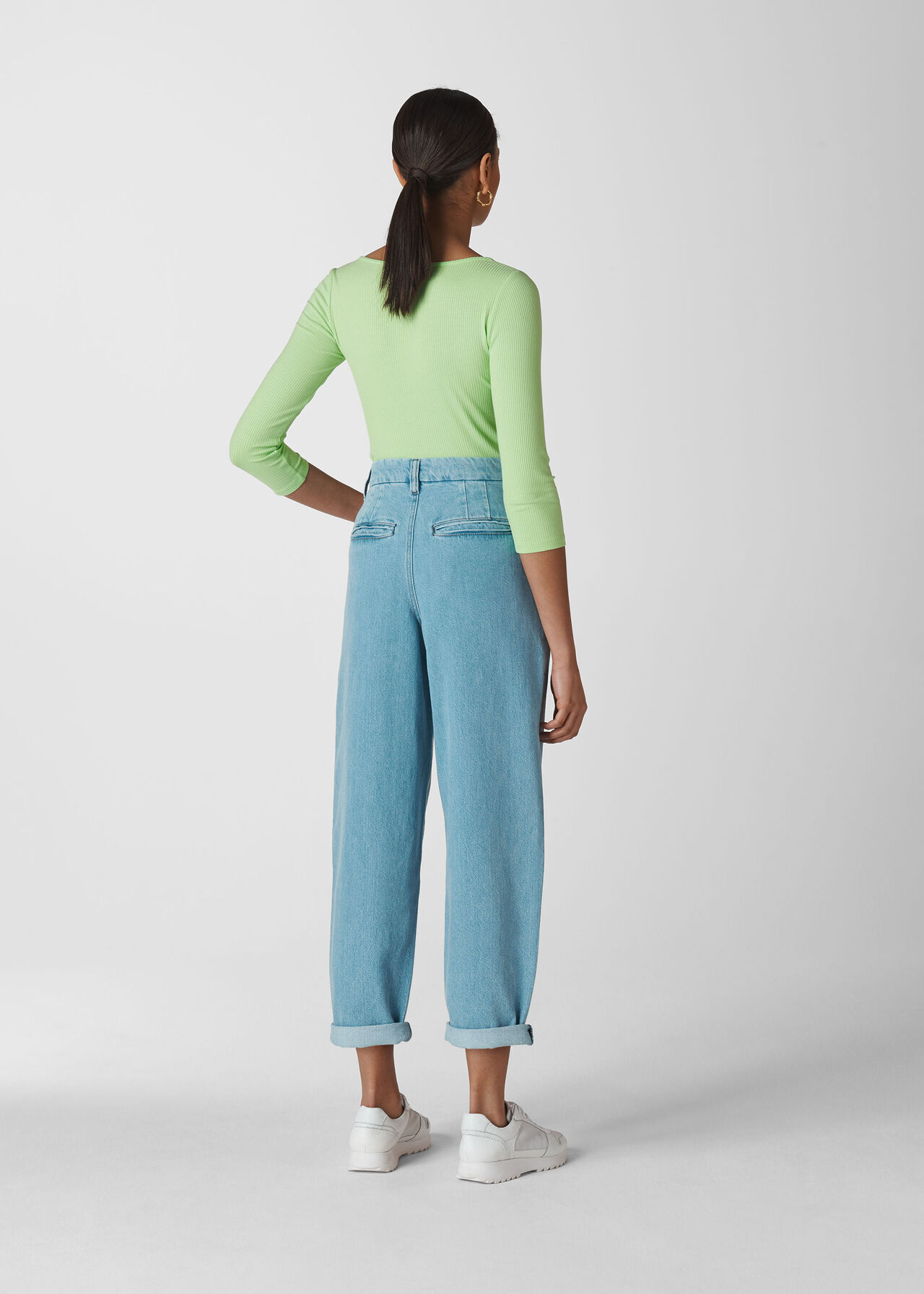 Square Neck Ribbed Top Lime