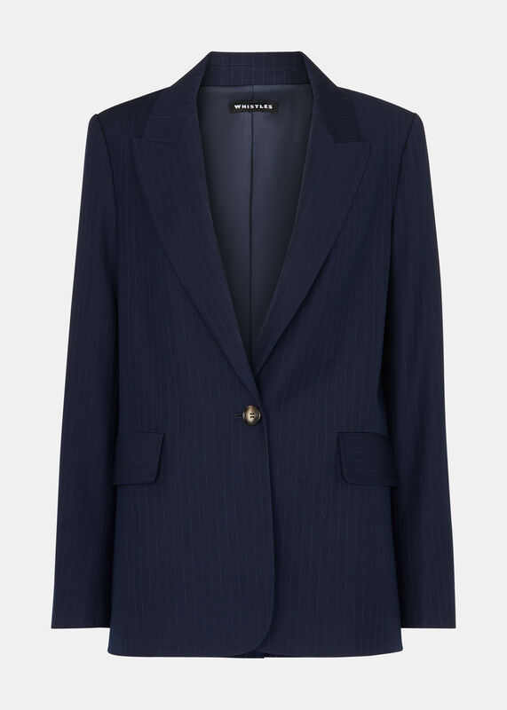 Navy Pinstripe Blazer