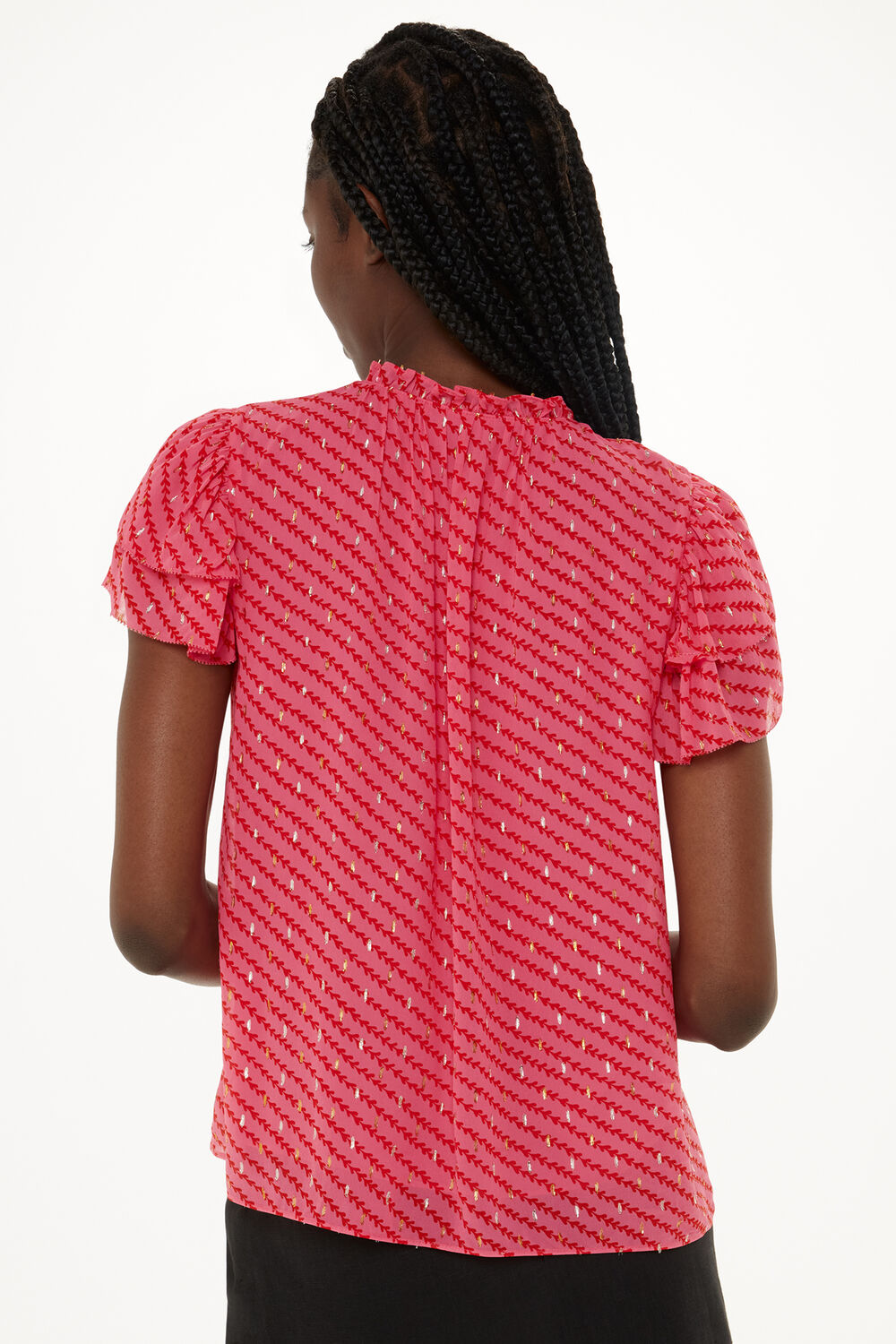 Diagonal Leaf Print Top