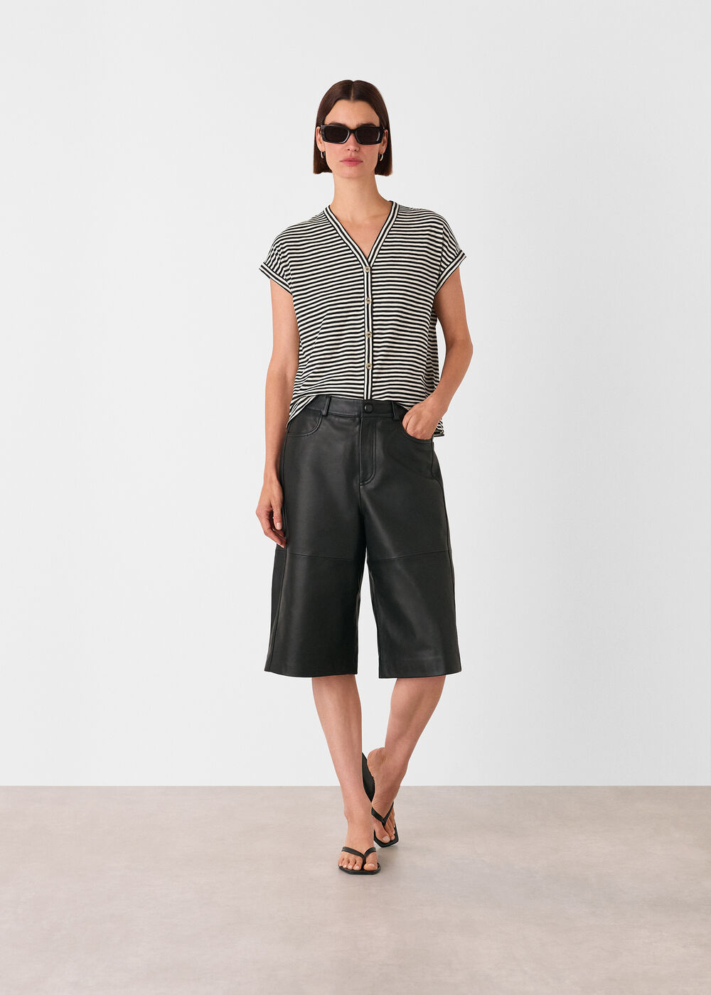 Jilly Stripe Button Top