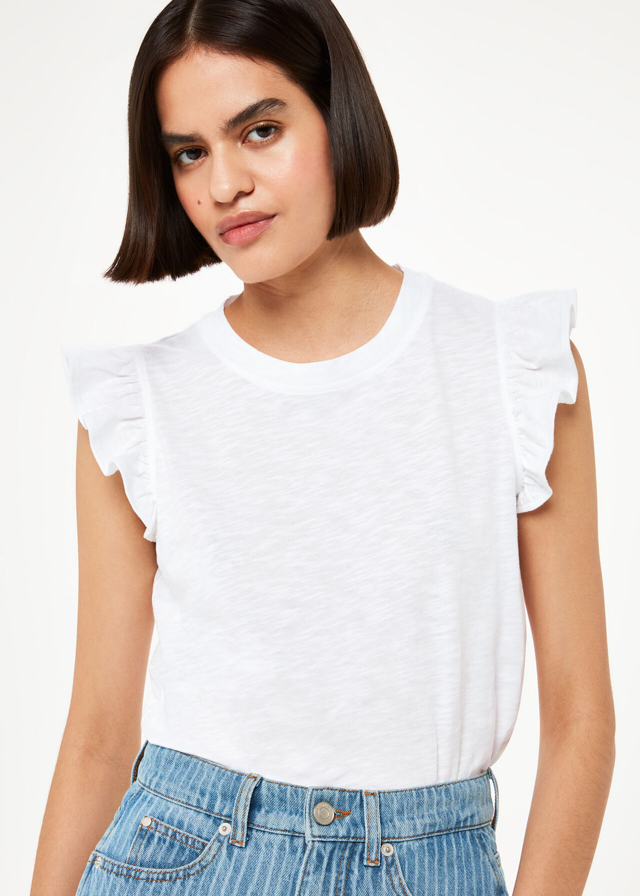 Frill Cap Sleeve T-Shirt